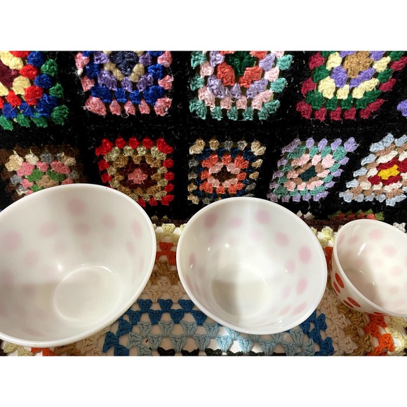 Fire King Red and white Polka Dot nesting bowl set of 3 - Picture 4 of 8